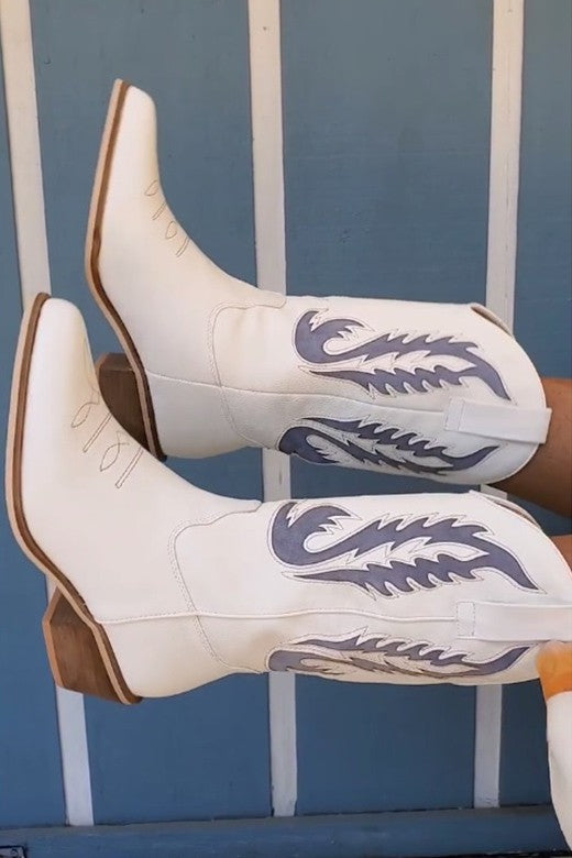 NEW! FLAME WHITE BLUE BOOTS